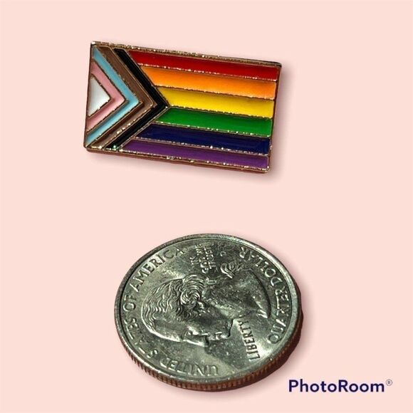 Pride LGBQTIA+ Trans and POC Inclusive Rainbow Pride Flag Enamel Pin - Picture 2 of 6
